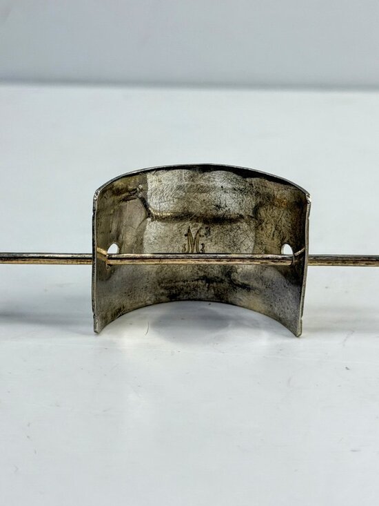 Signed vintage Navajo handmade sterling Stick silver barrette w/ turquoise SS28 main image 5